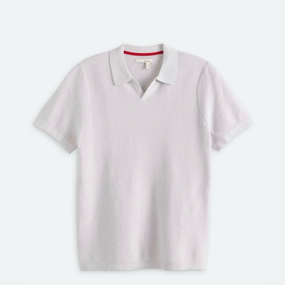 Hawker Rye Pique Johnny Collar Sweater Polo Grey M
